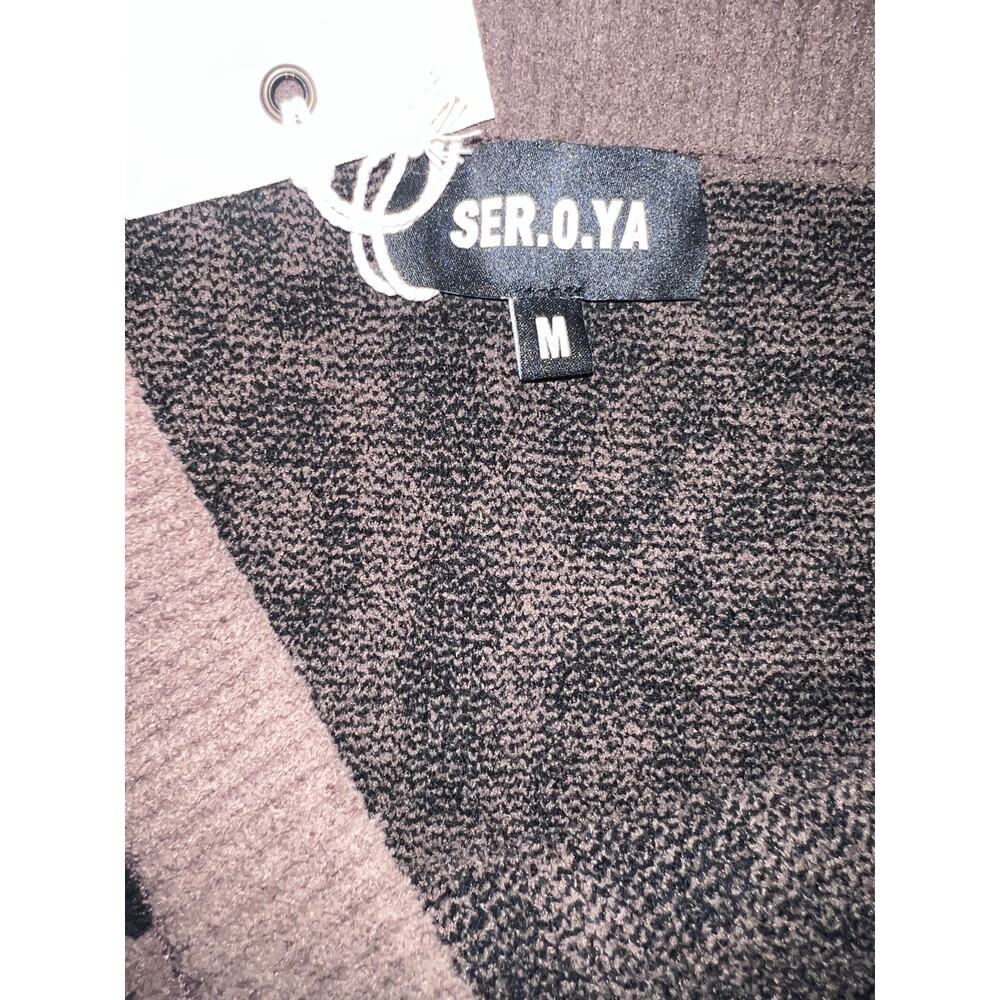 SER.O.YA Leopard Print Knit Mini Skirt Women’s M Taupe Black Pull On Stretch Y2K - Picture 3 of 6